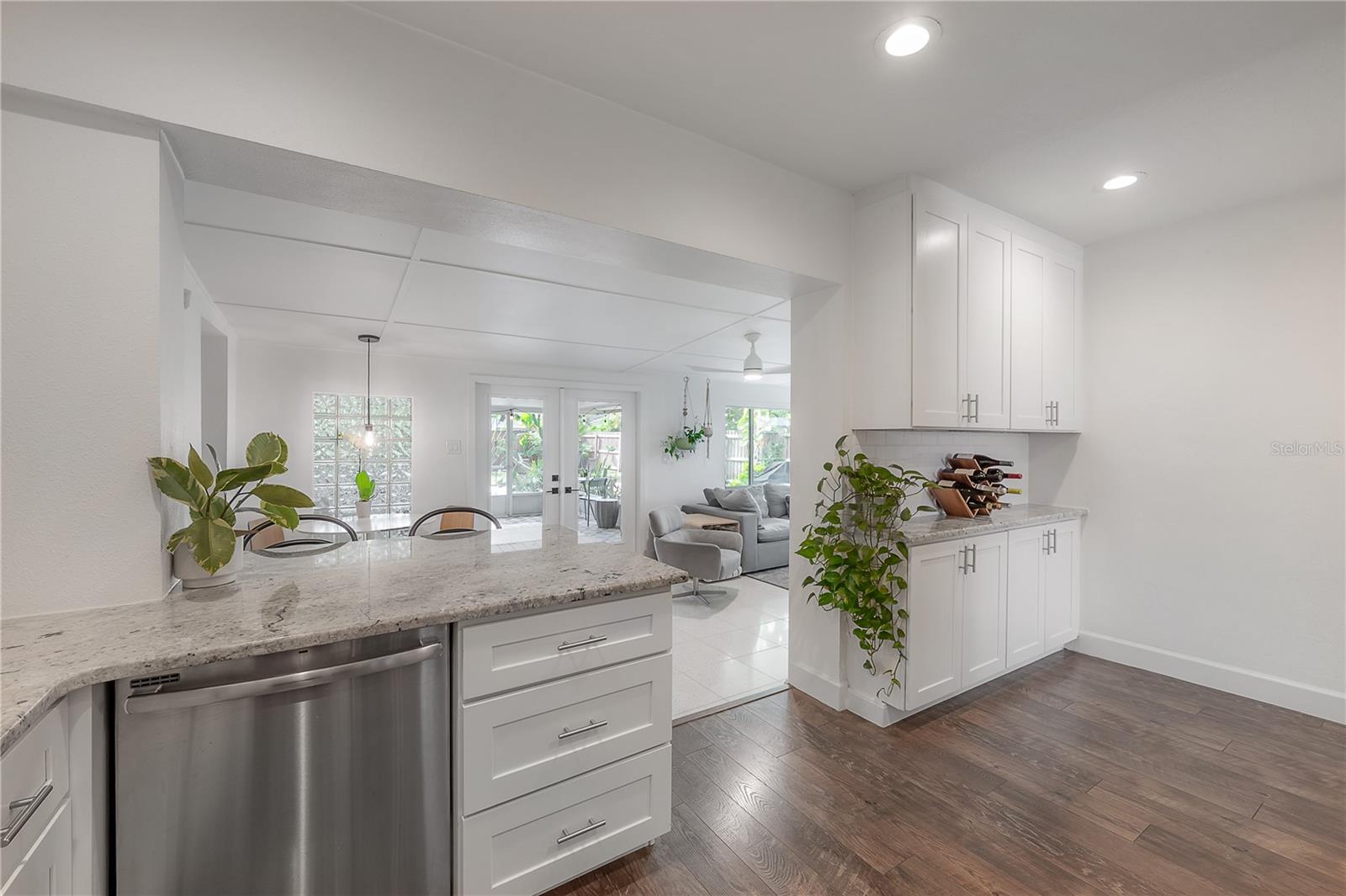 Kitchen looking to Living room