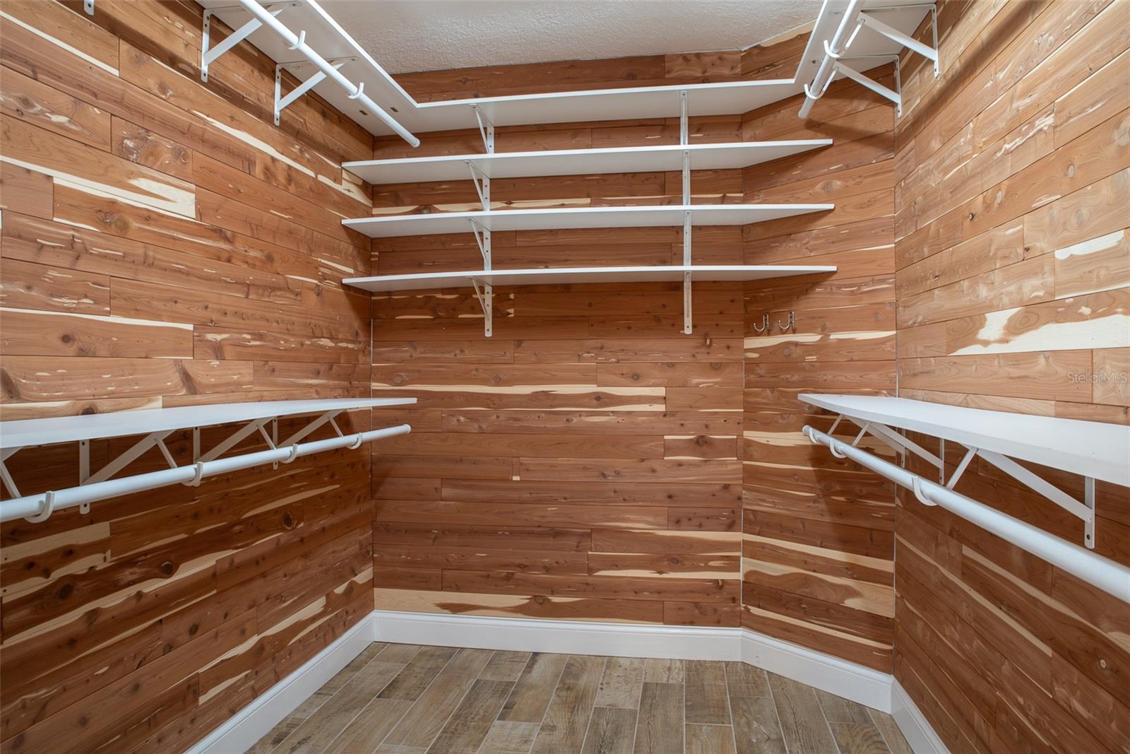 Classic Cedar Wood Walk in Closet with Built Ins