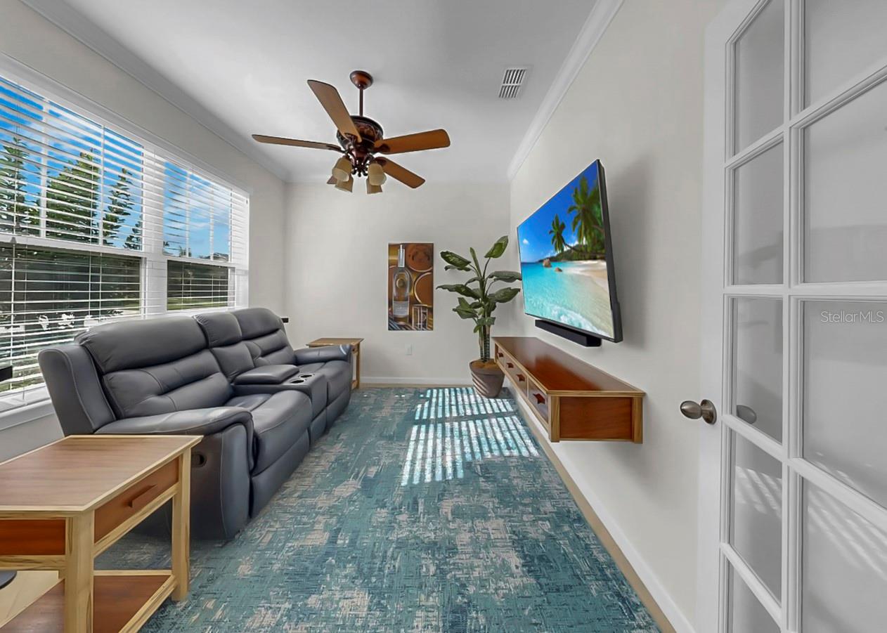 Den / Office with Double French Doors