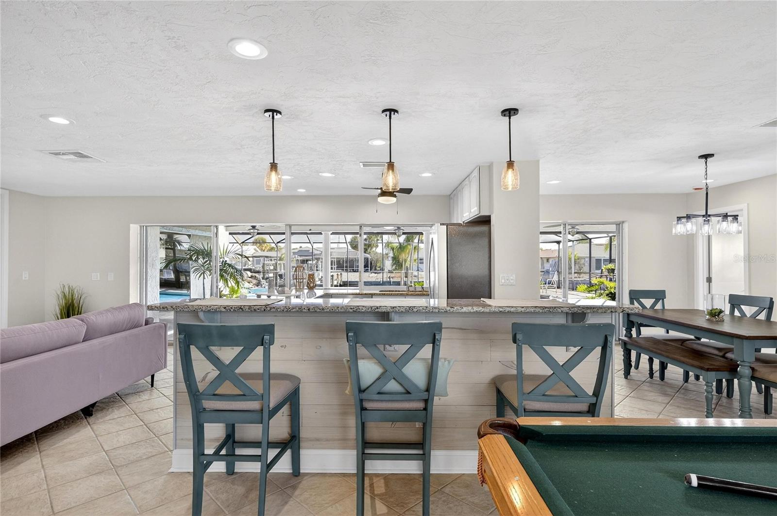 kitchen, dining, bar stools