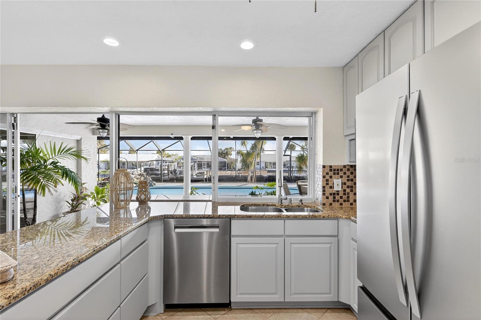 kitchen restained cabinets