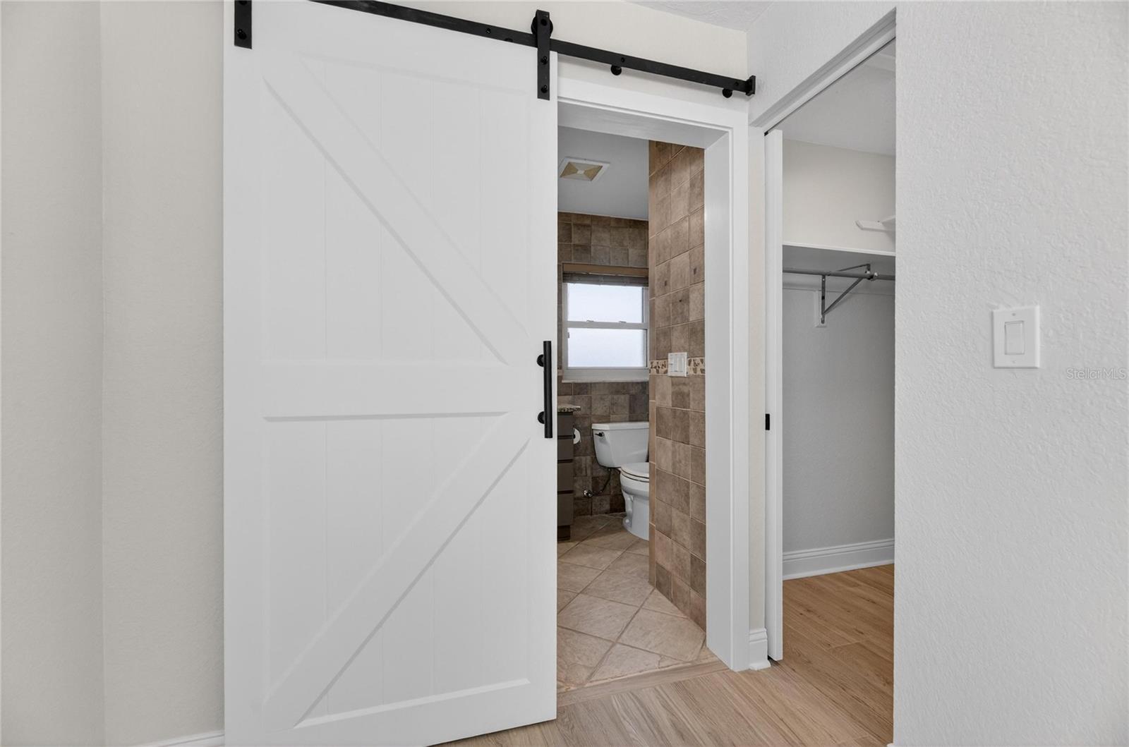 Barn door to master bath