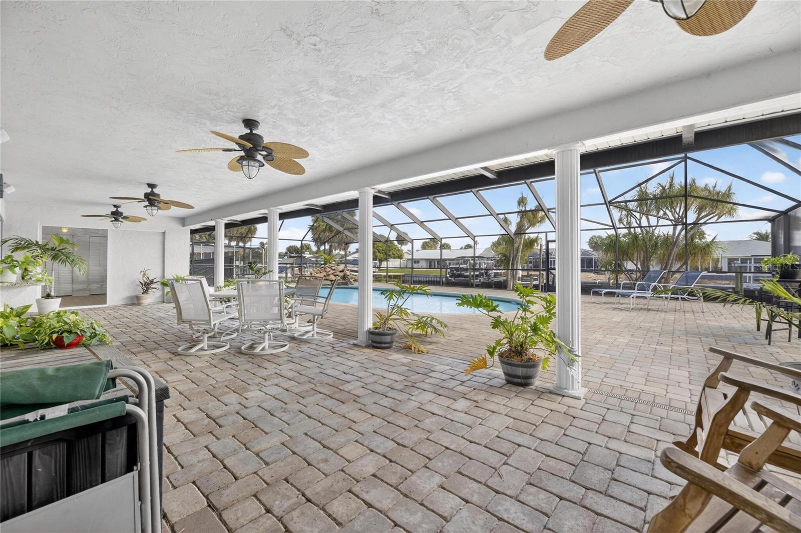 under the roof area pool deck near master bedroom