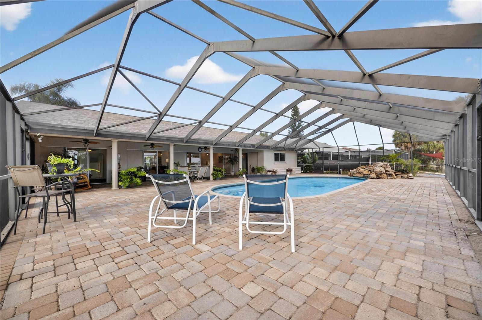 pool area looking towards home
