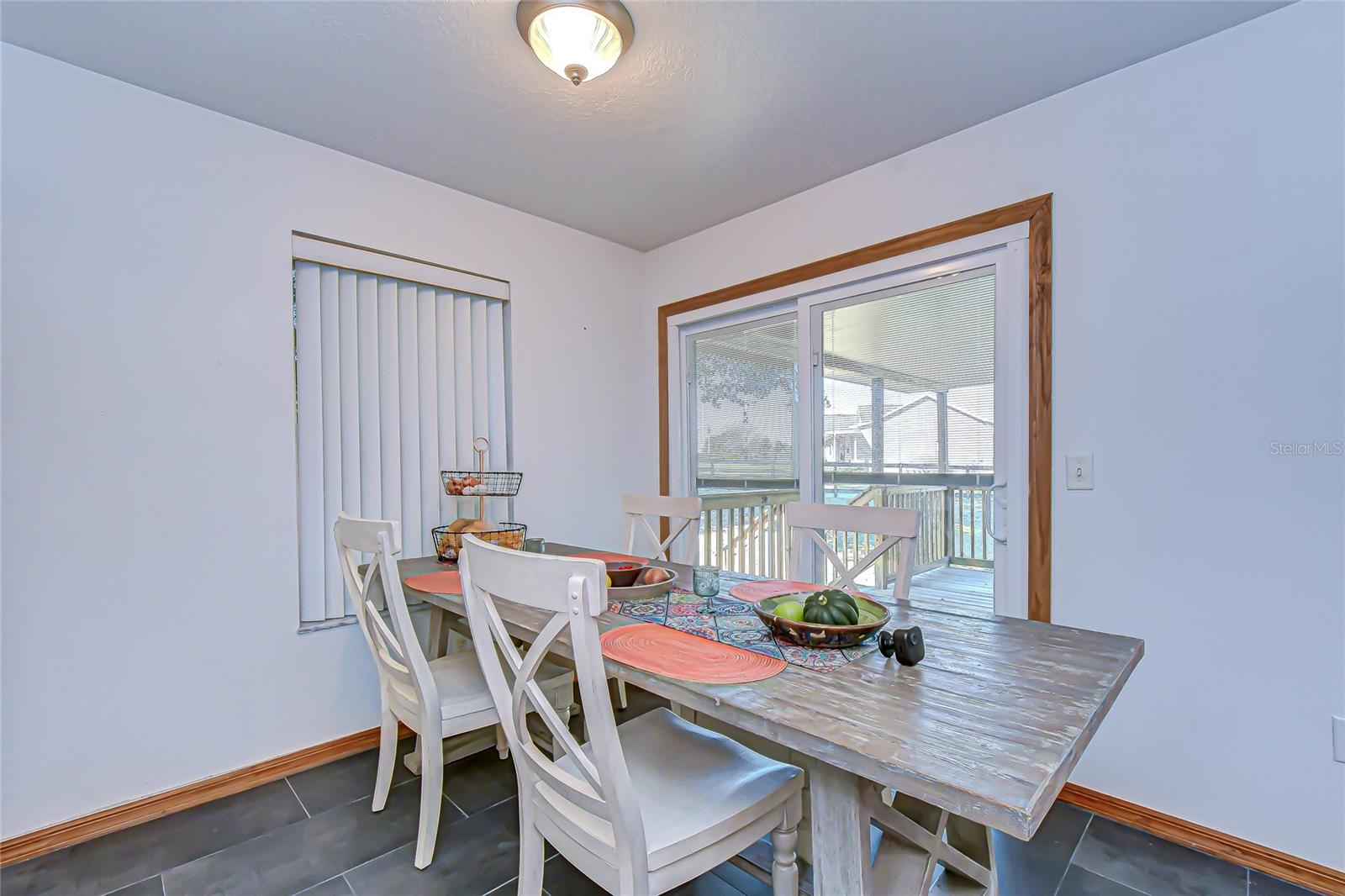 Dining area with doors to the back porch!