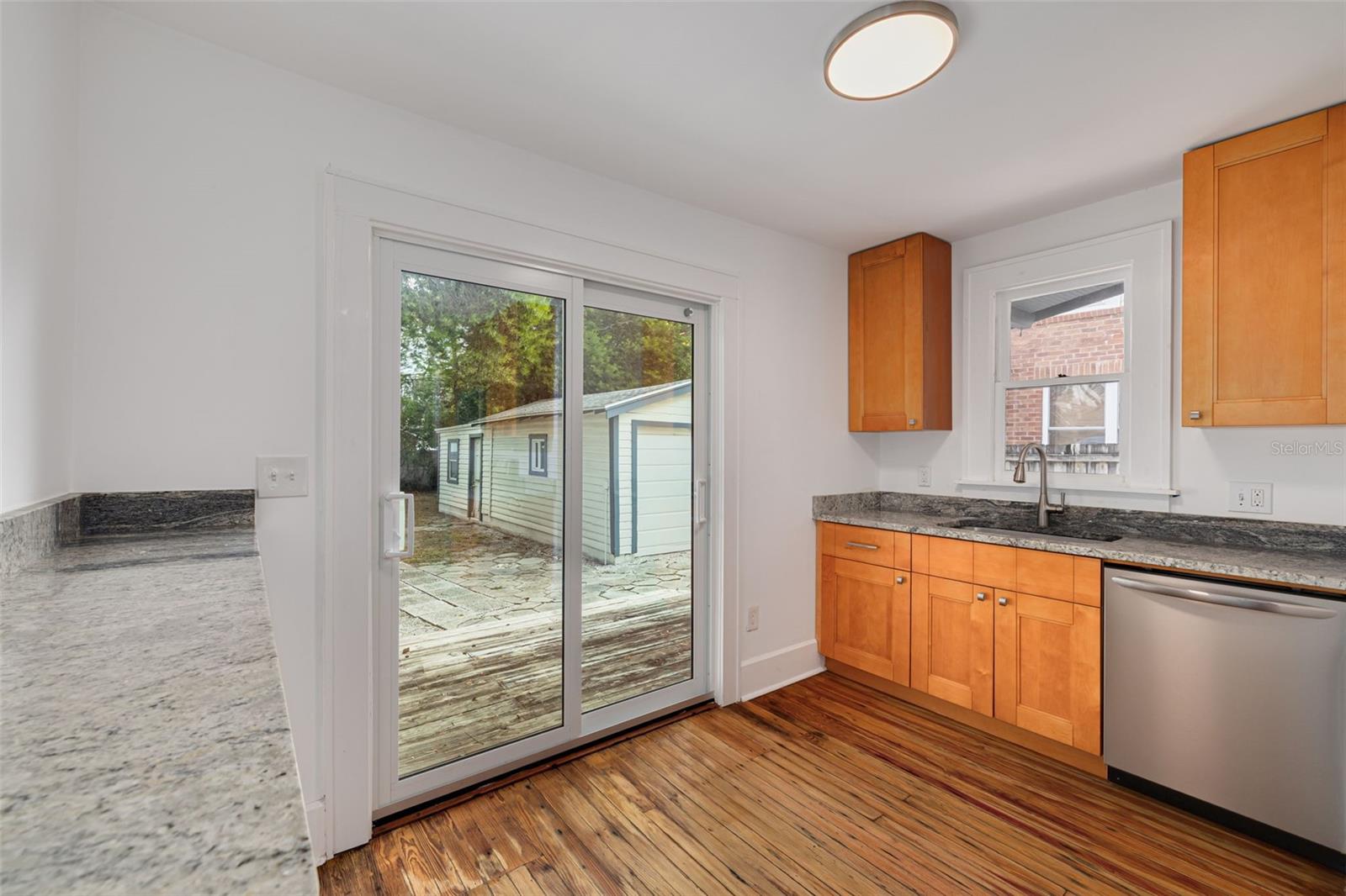 Sliders lead out to the back patio