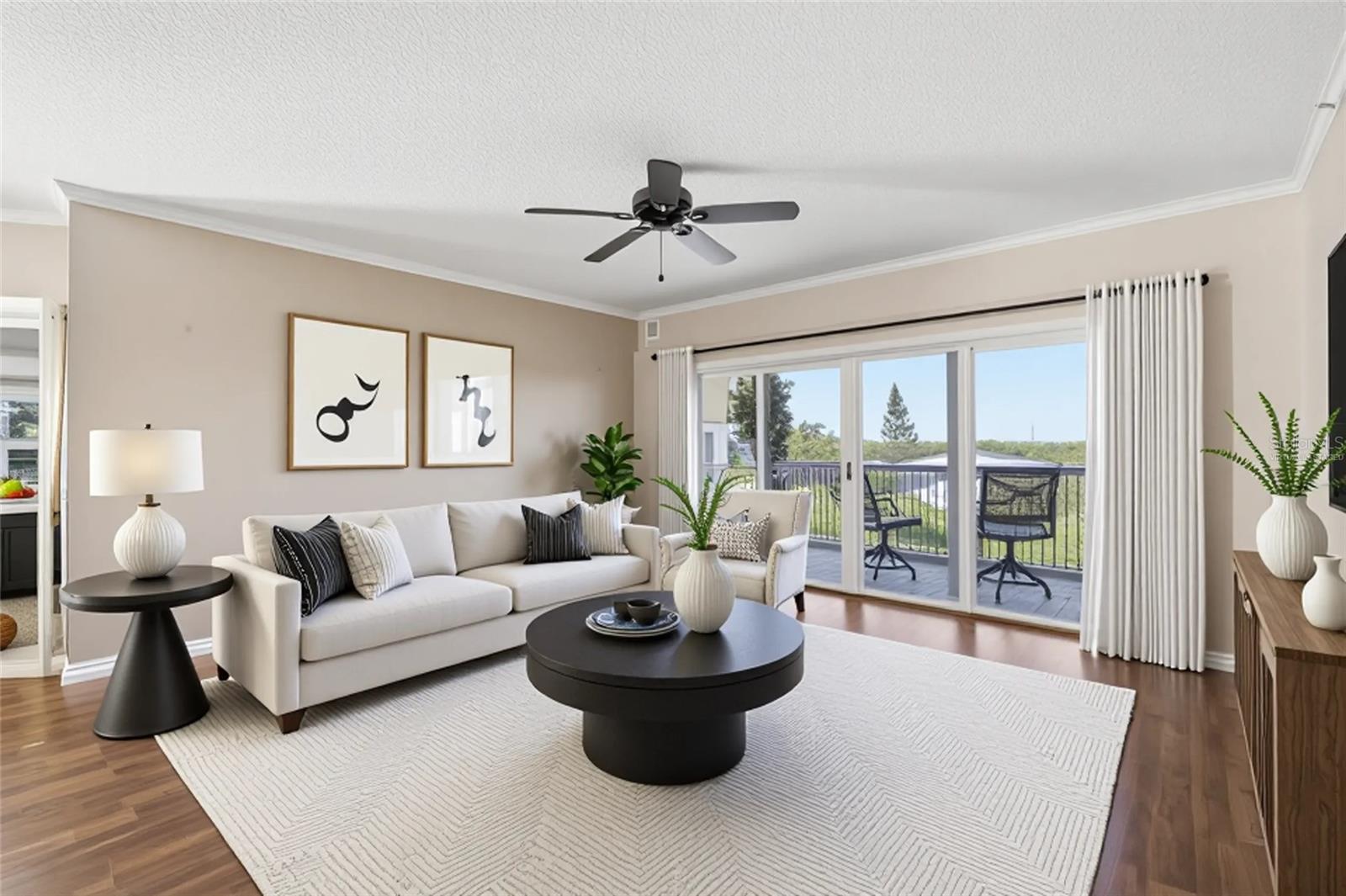 Great room - virtually staged