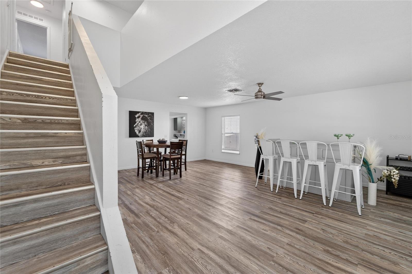 Stairs and Family Room