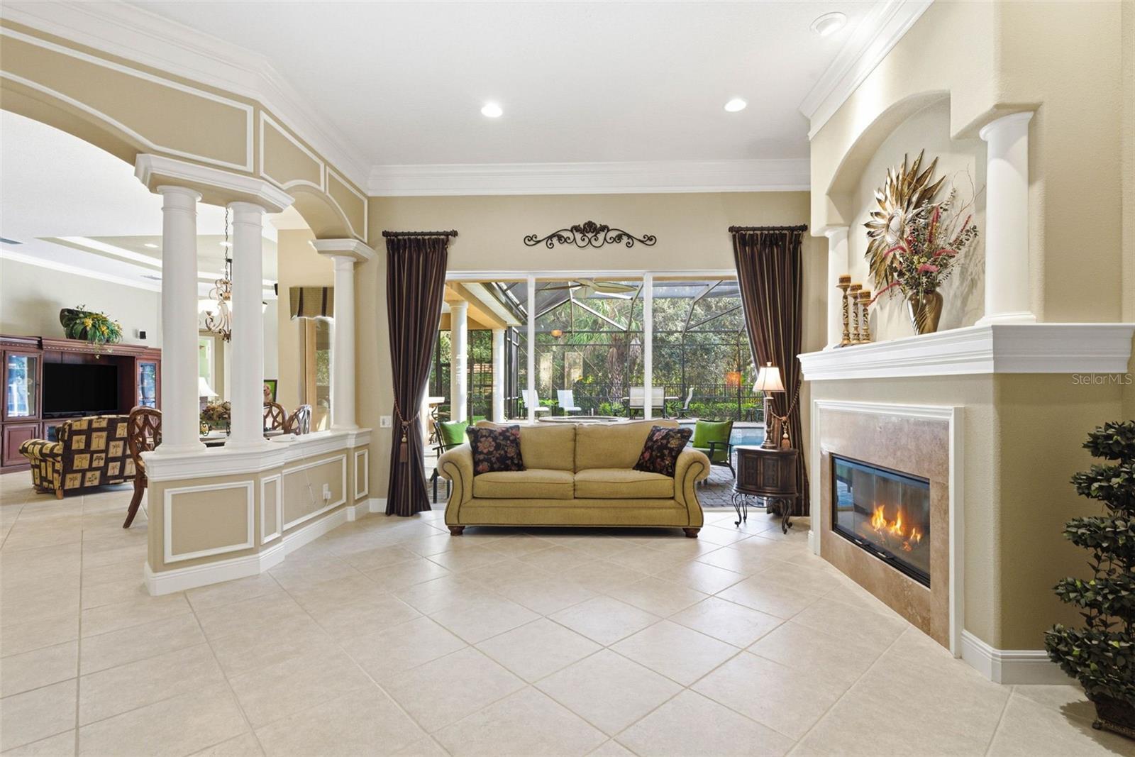 View of the pool from living room