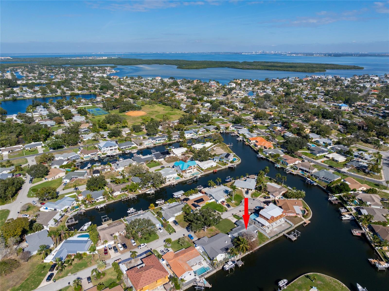 Weedon Island is a popular gathering spot and fishing destination with downtown Tampa in the distance