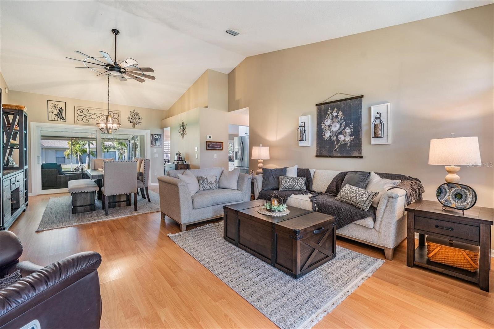 Vaulted ceiling with a neutral color palette