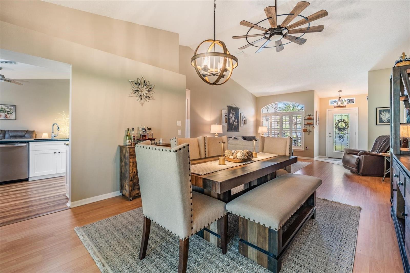 Dining area adjoins kitchen and living room