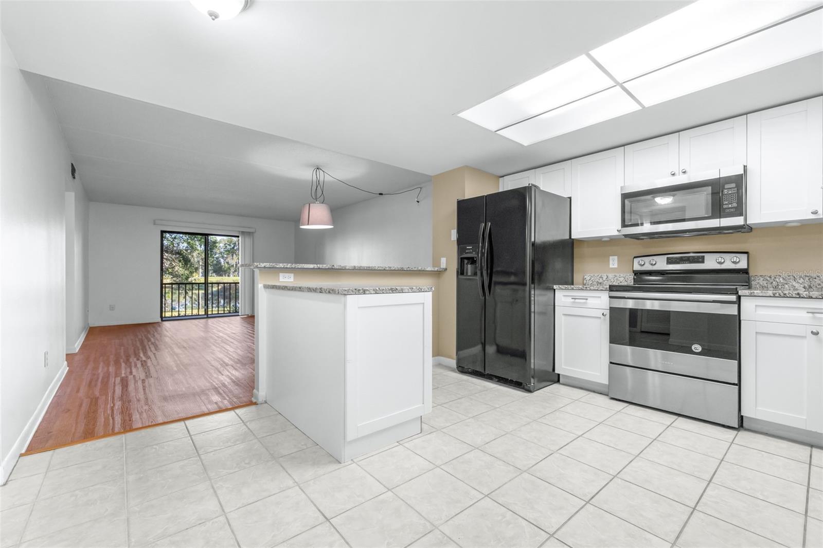 kitchen open to living/dining