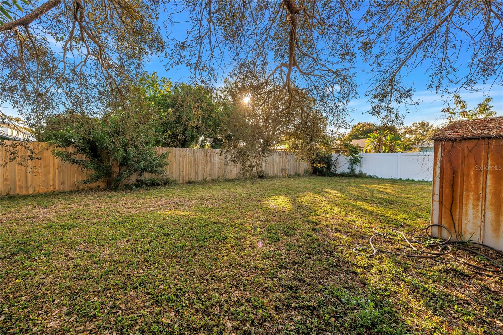 Large fenced backyard