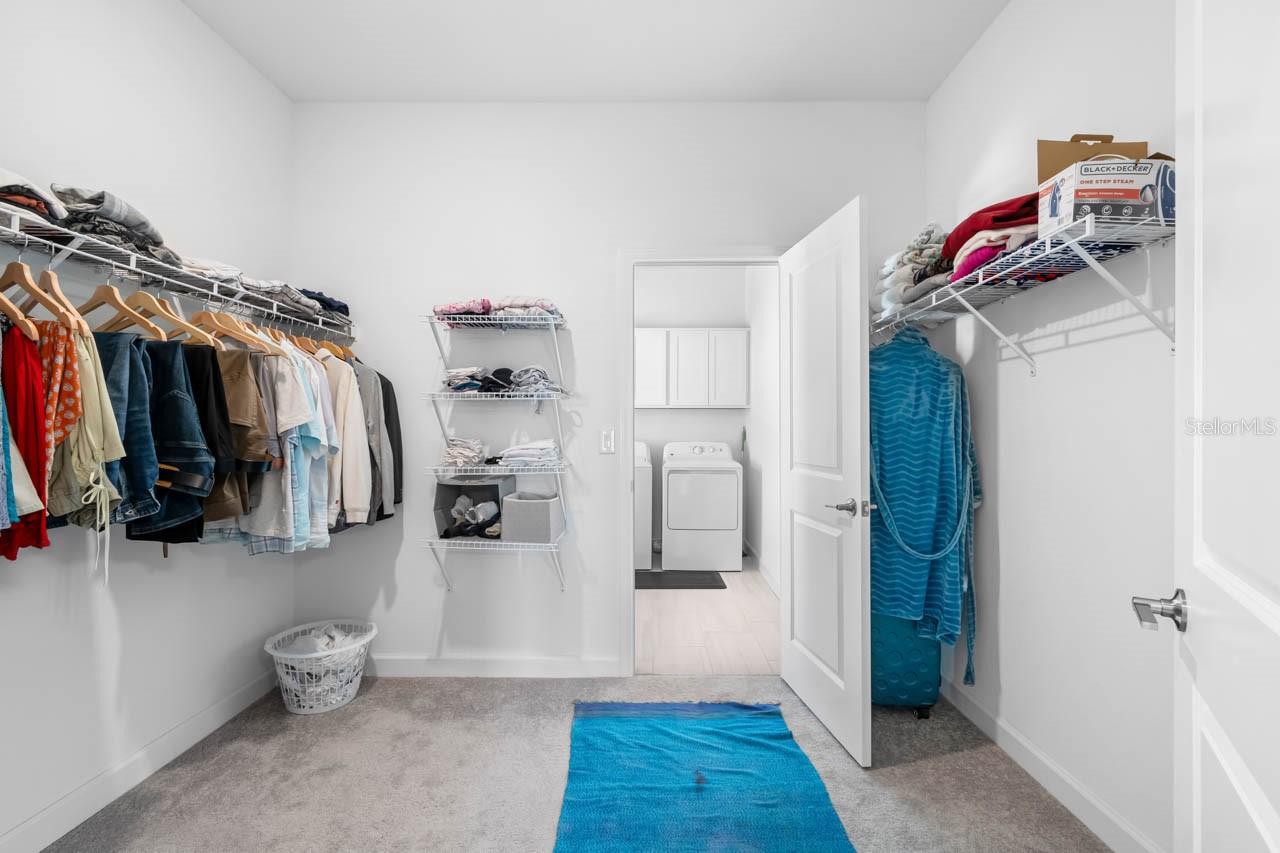 Master Closet opens to Laundry Room