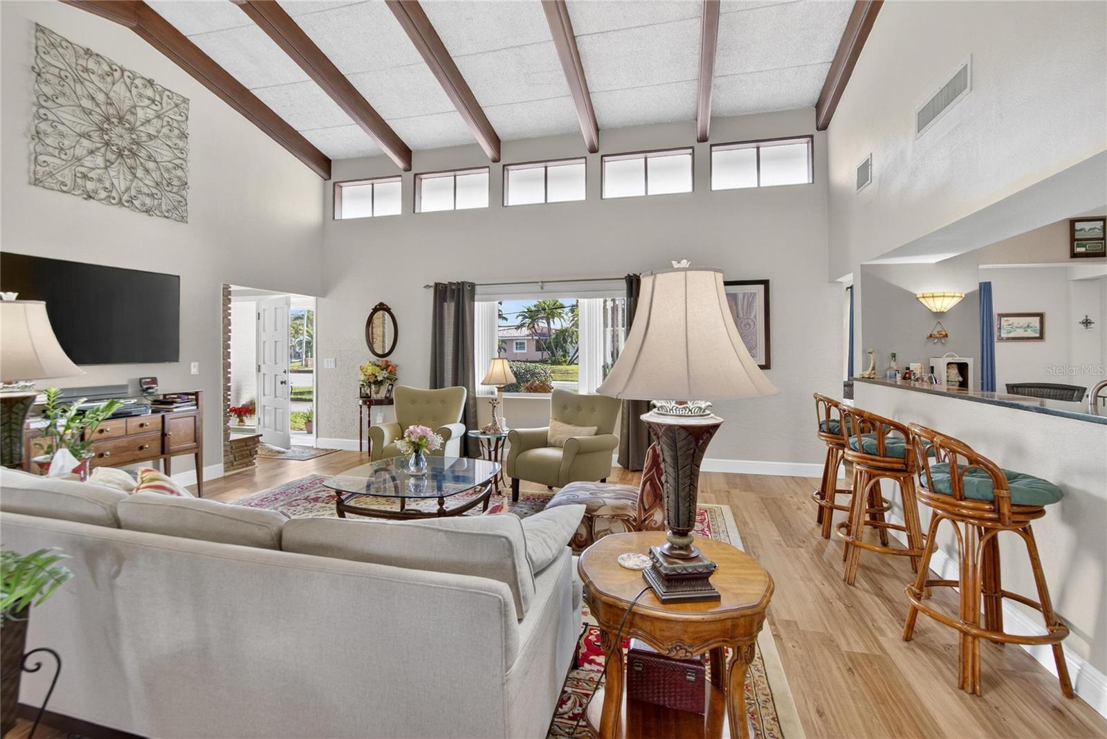 Family Room with vaulted ceiling