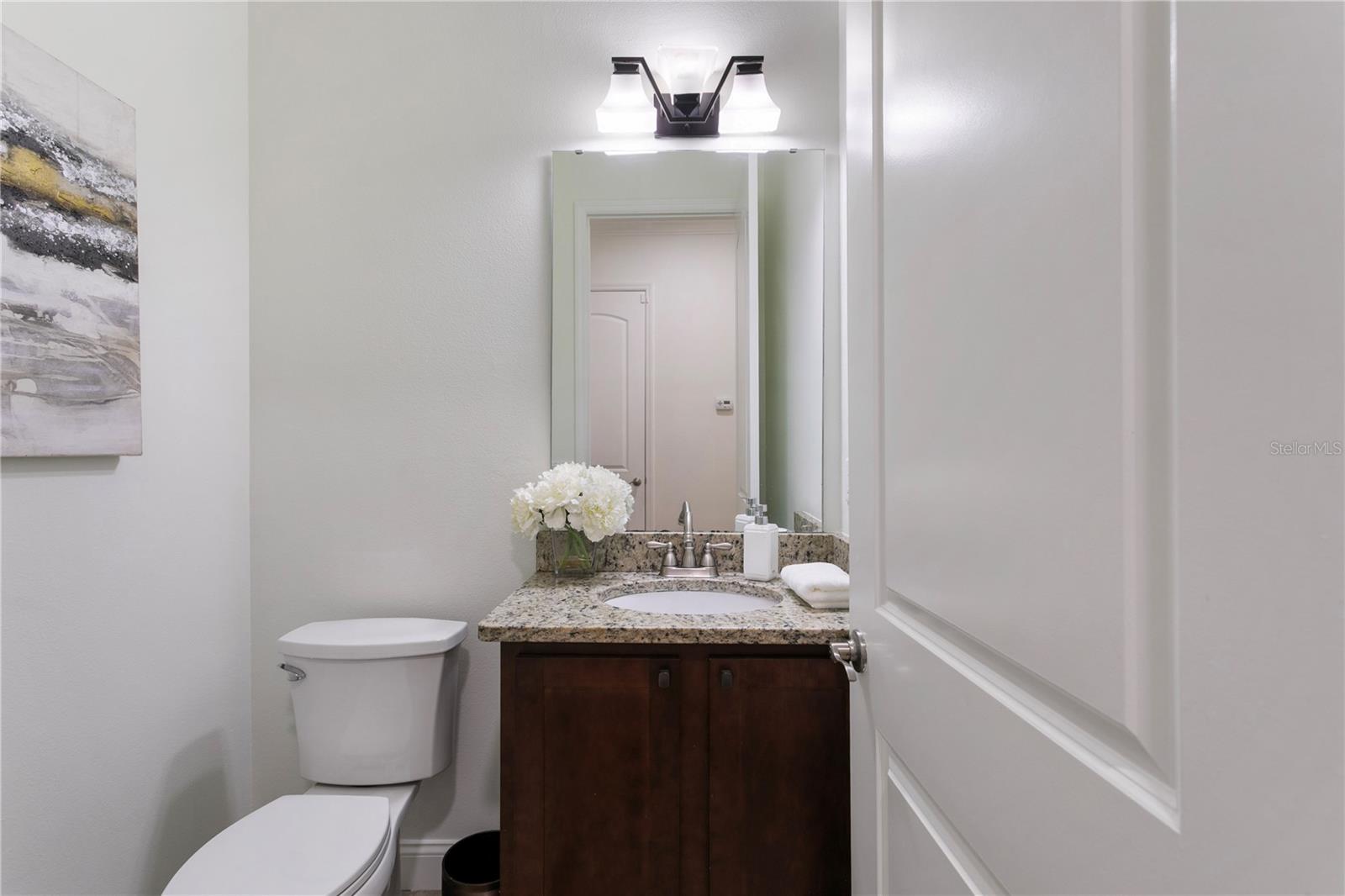 First-floor powder room for visitors.