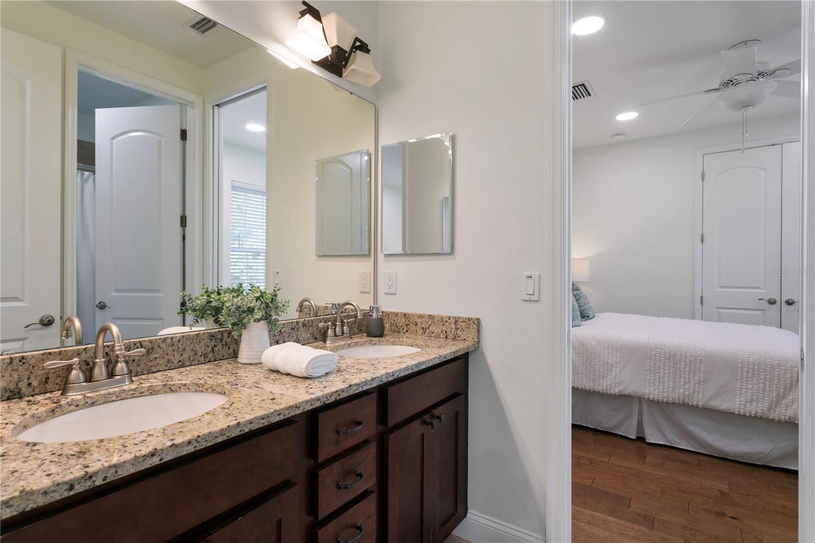 The secondary and third bedrooms have a jack and jill bathroom