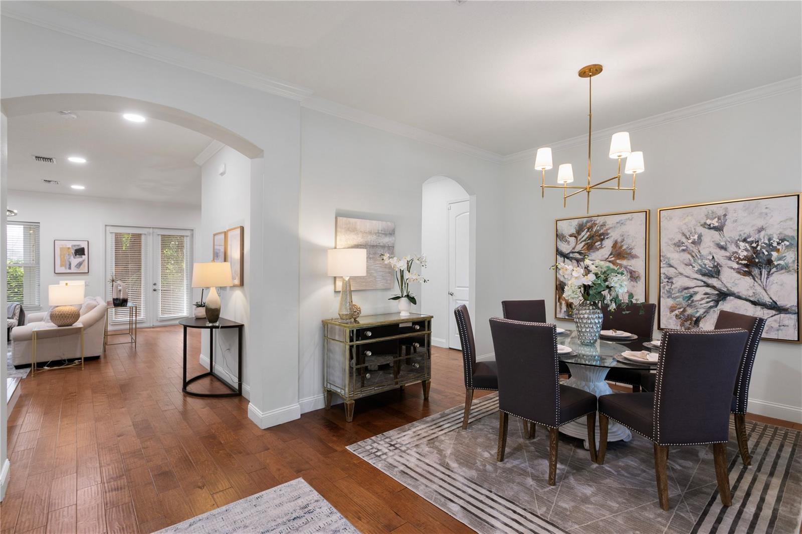 From the dining area, reach the family room or kitchen with ease