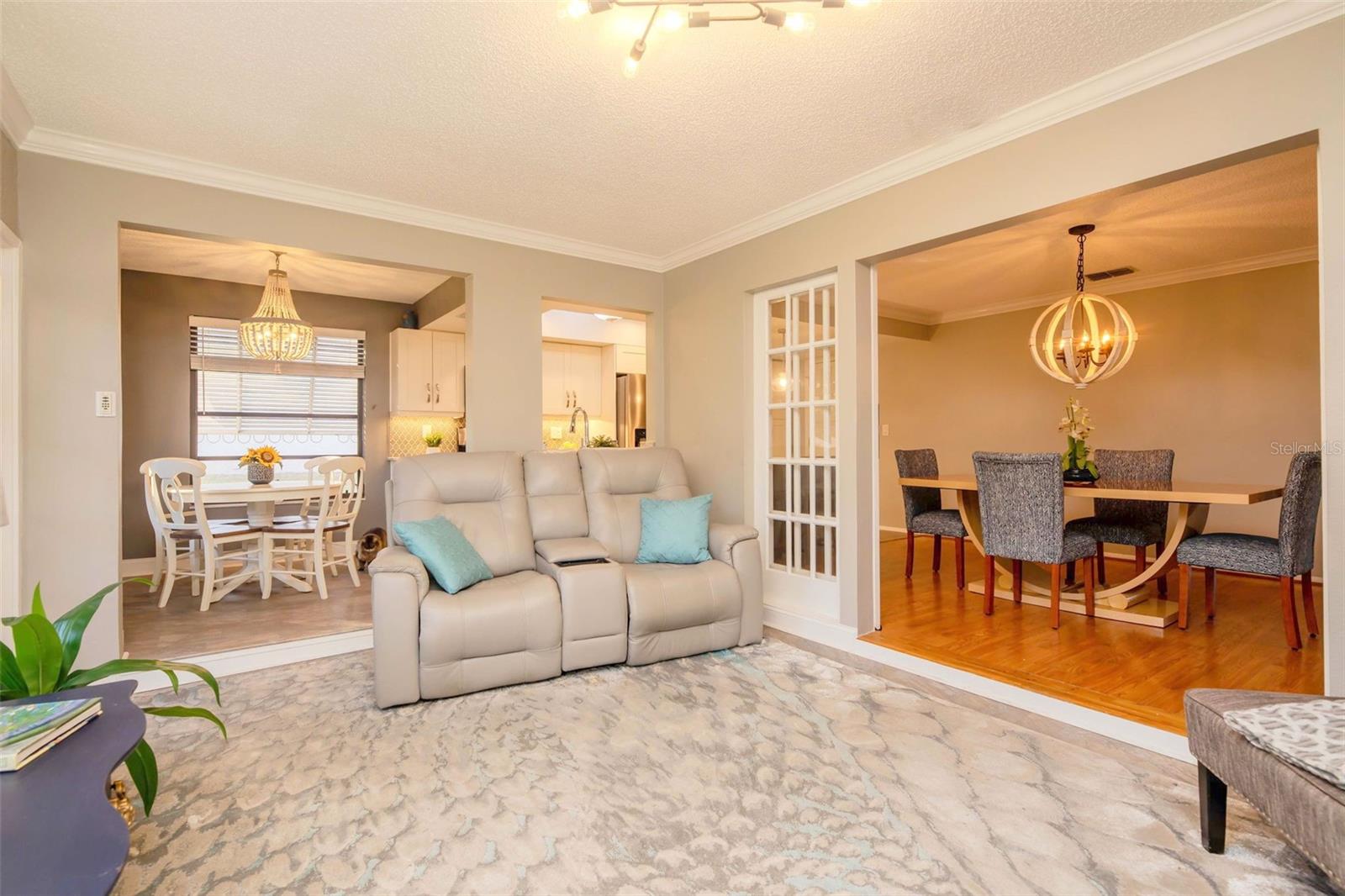 Family room has the same Sand & Surf lifetime flooring under the area rug~