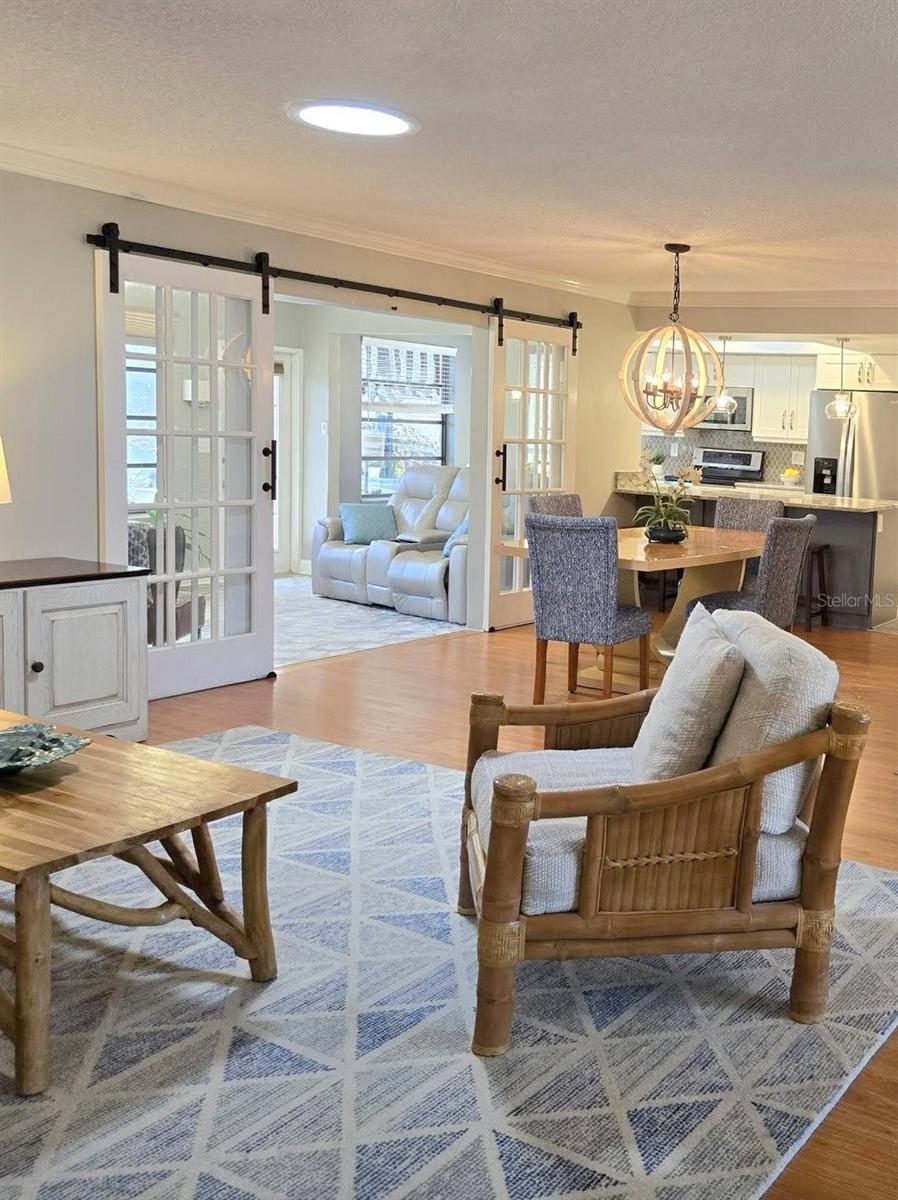 Custom doors open to a comfortable family room~