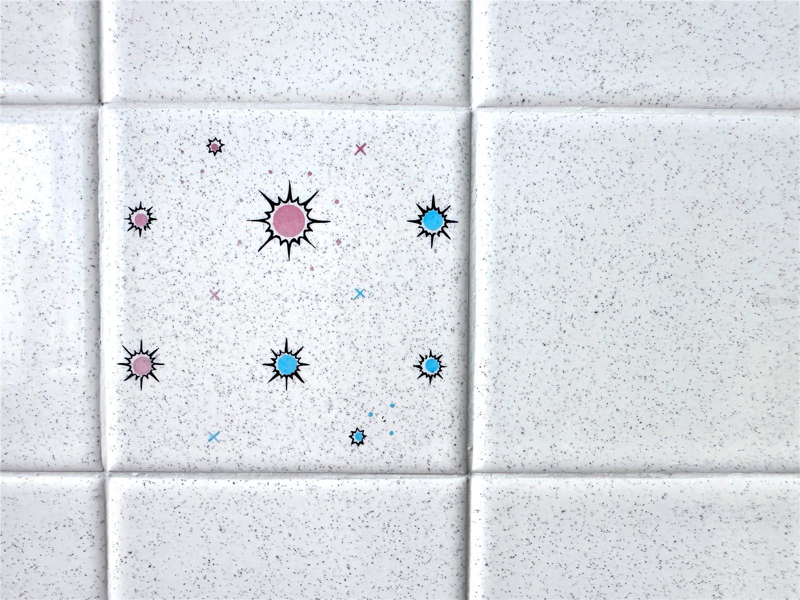 Original Atomic Tiles in Bathrooms!!!