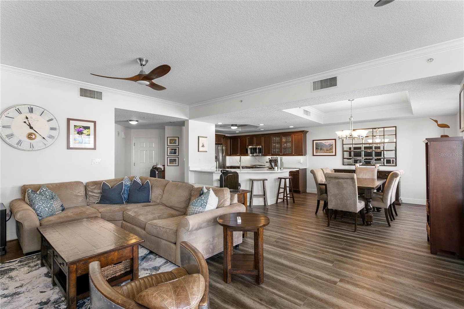 Beautifully updated, this residence features gorgeous new flooring throughout.