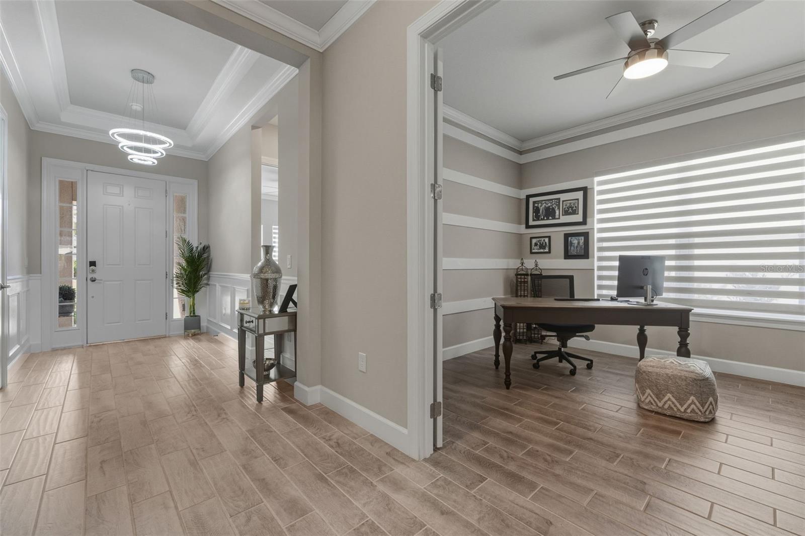 The den/office has custom features as well.