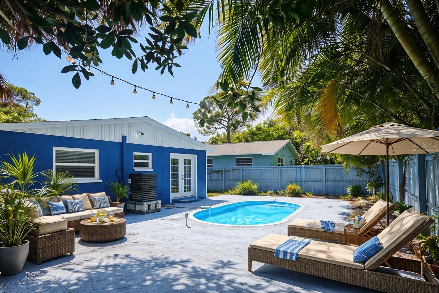 Virtually staged Outdoor Patio.