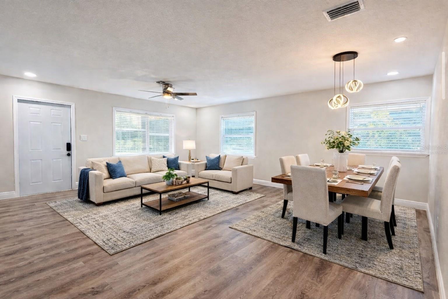 Virtually Staged Living and Dining Room