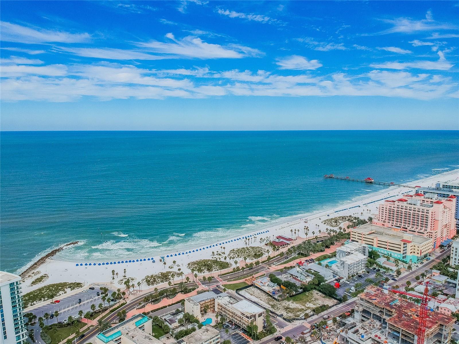 west facing aerial of clearwater beach