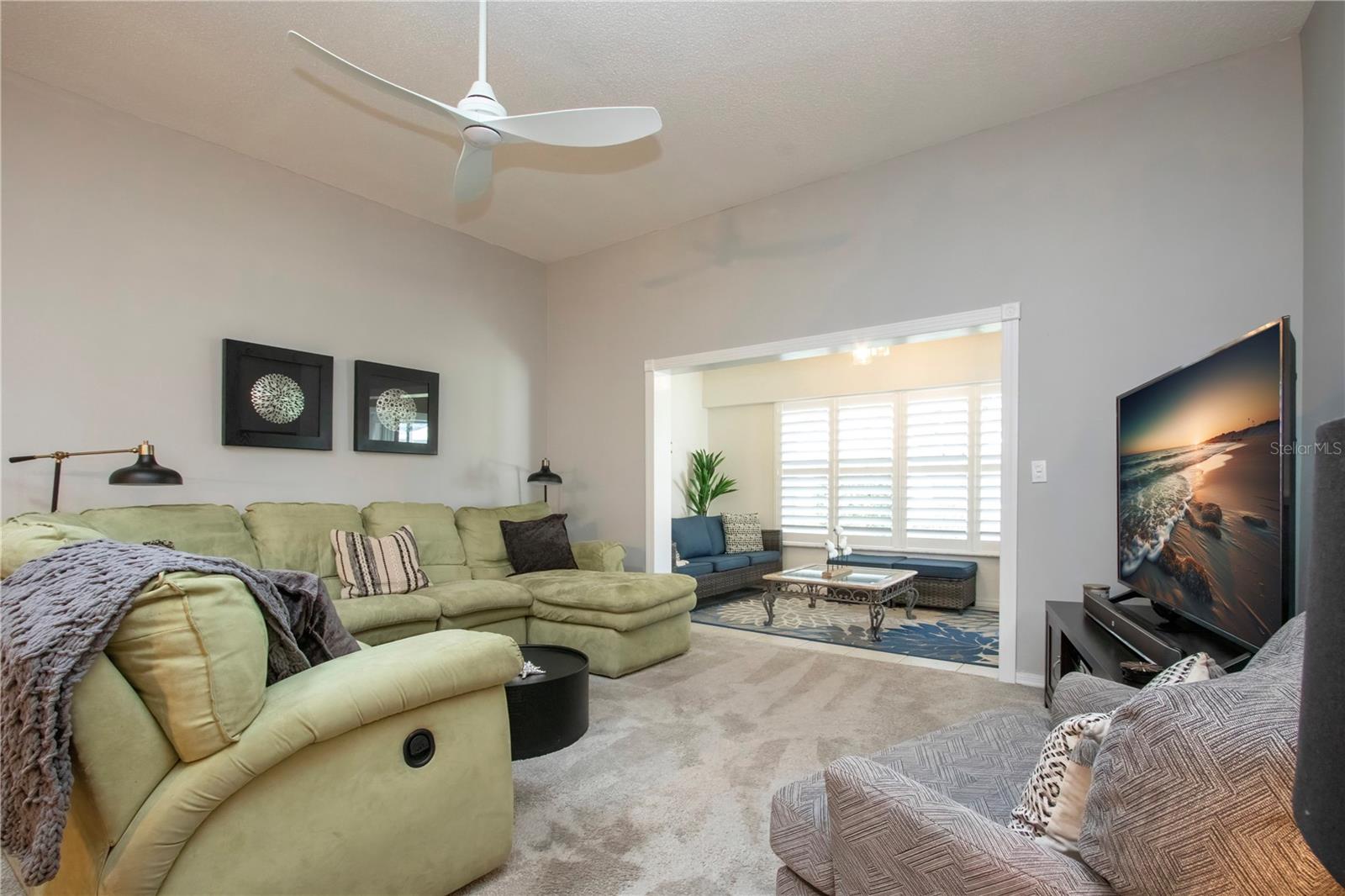 Living room with Florida room entrance