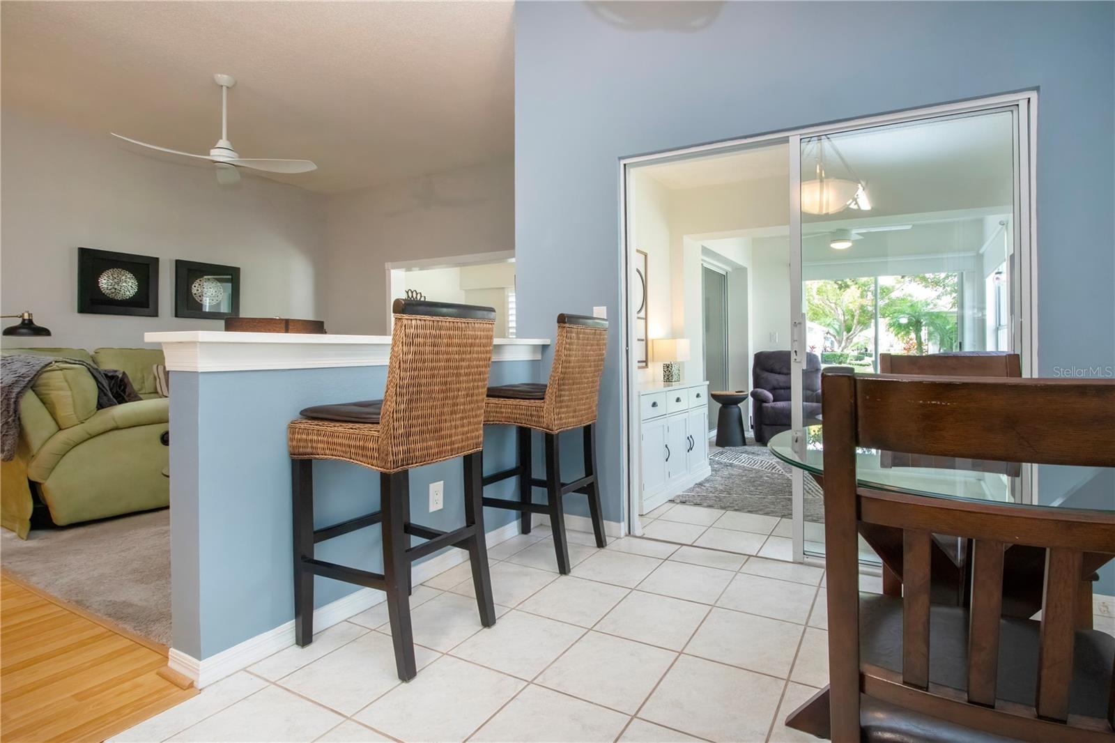 View from kitchen to Florida room.