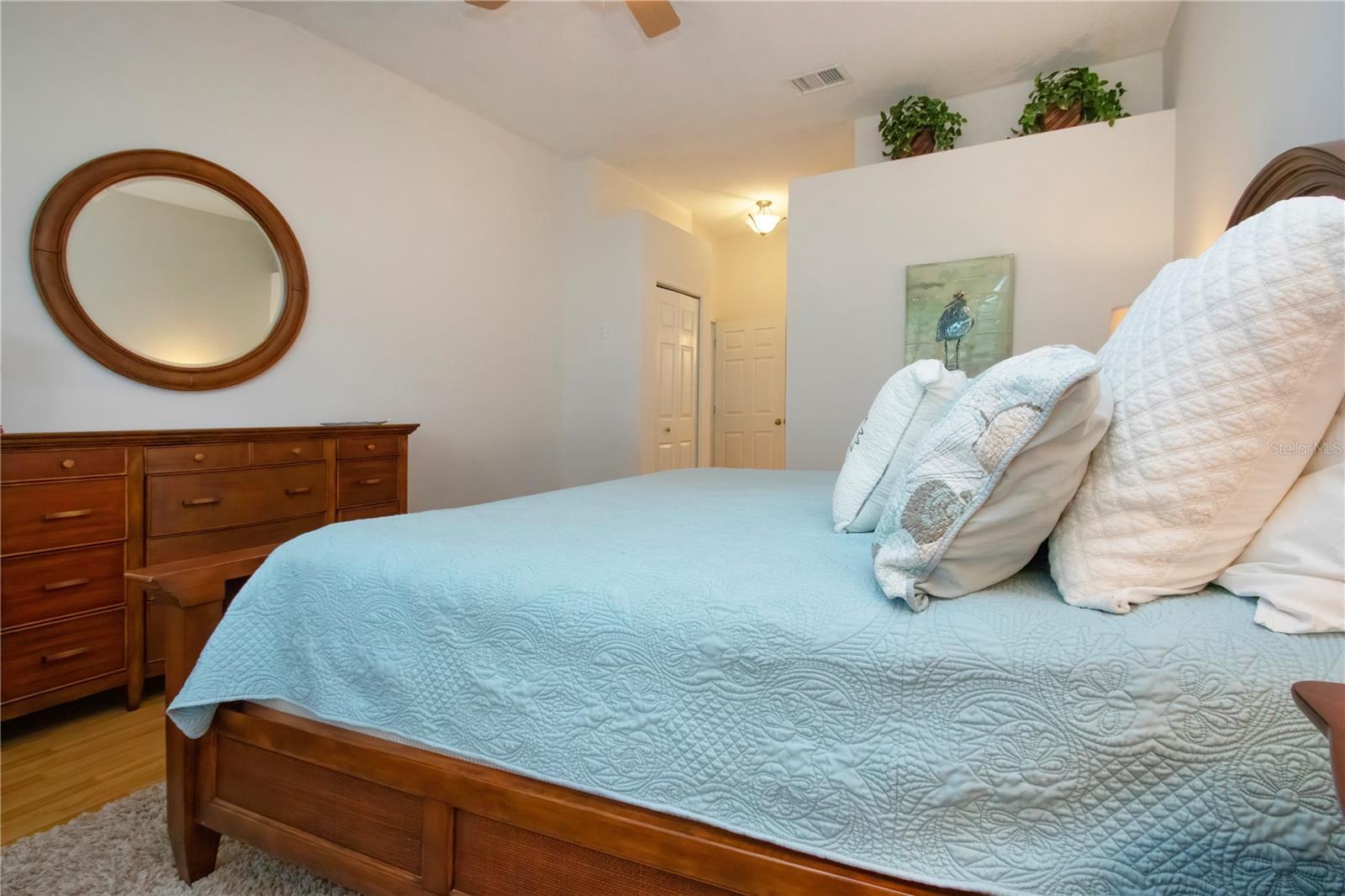 View from master bedroom to hallway closets