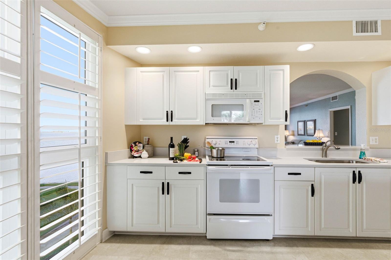 Open Kitchen with Island and Views
