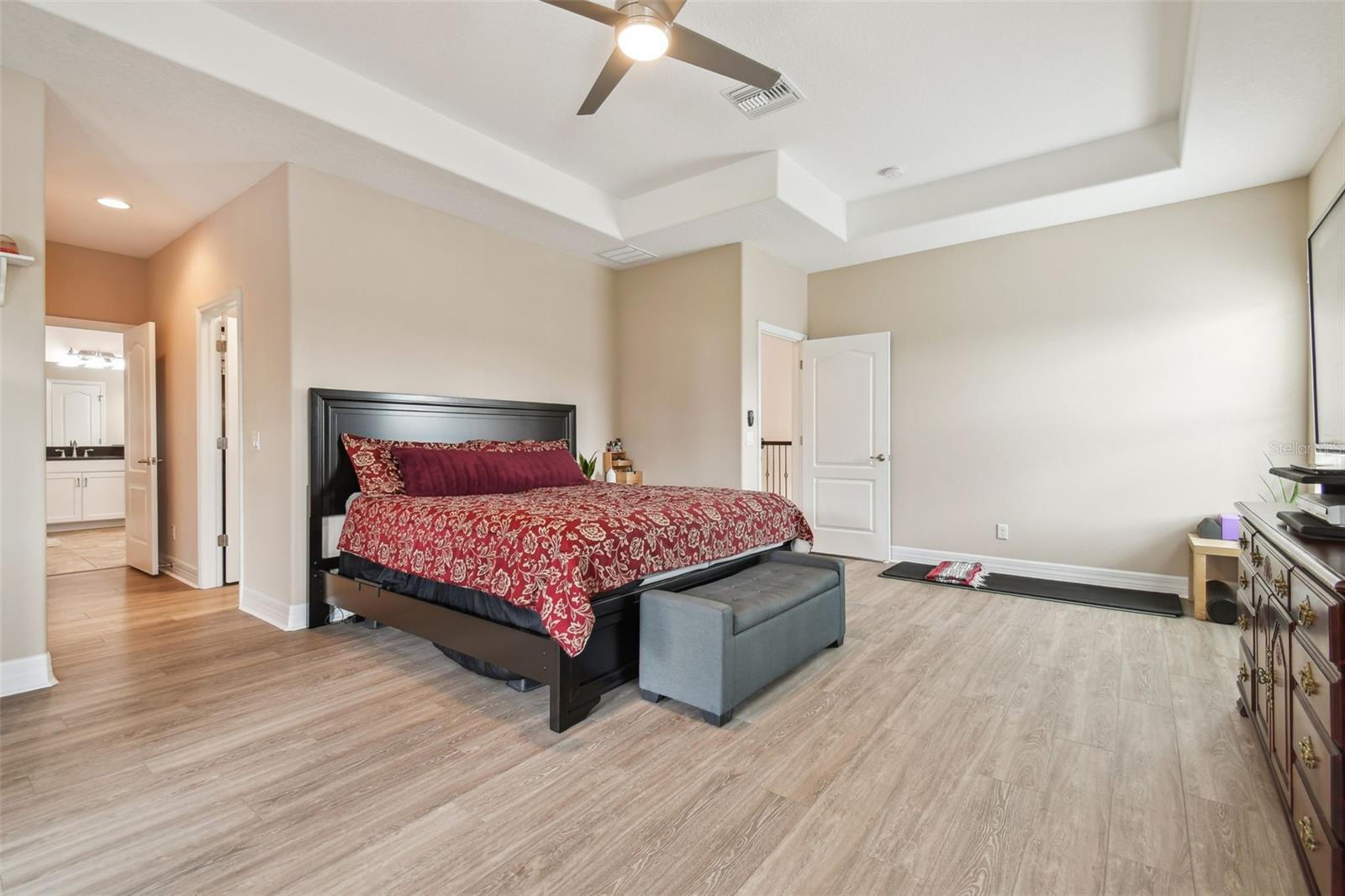 From the main primary bedroom you have a large walk-in closet leading to the extra large primary bathroom!