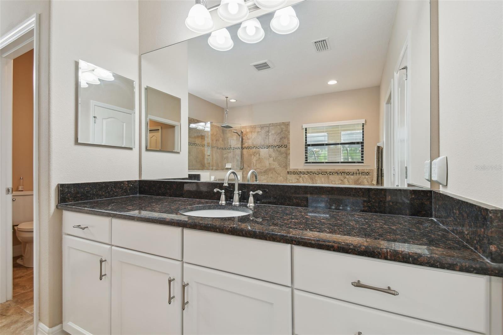 The split vanities offer plenty of cabinet and drawer space too!