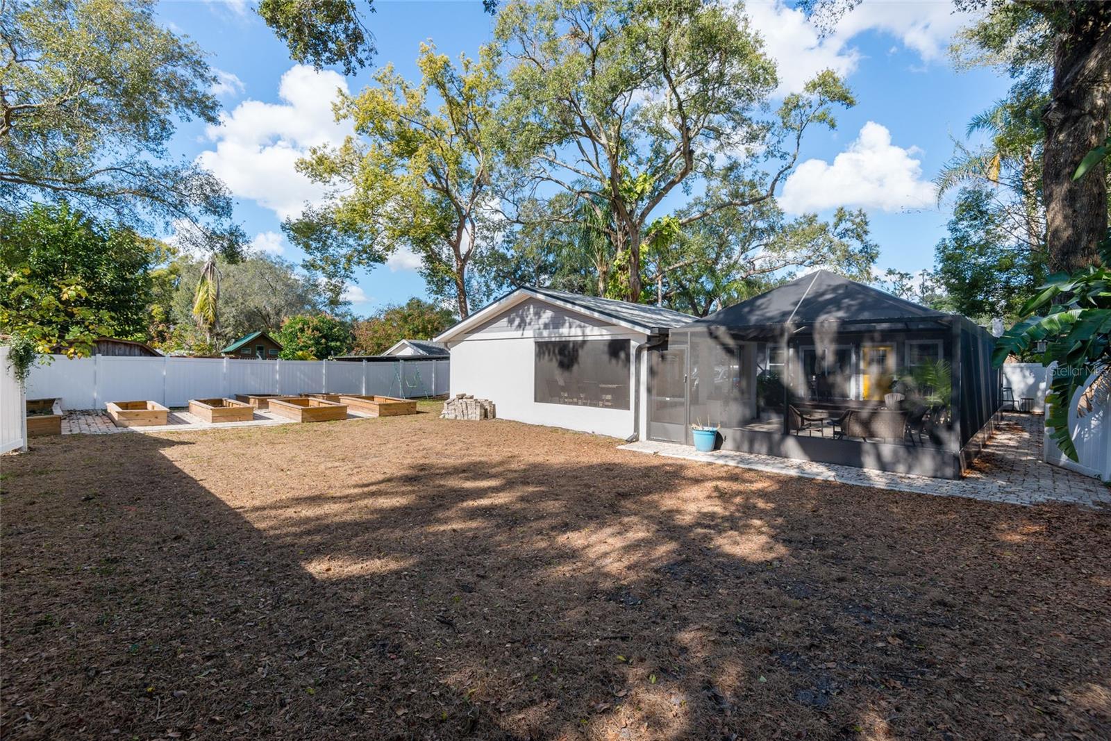 Garden area with above ground planters