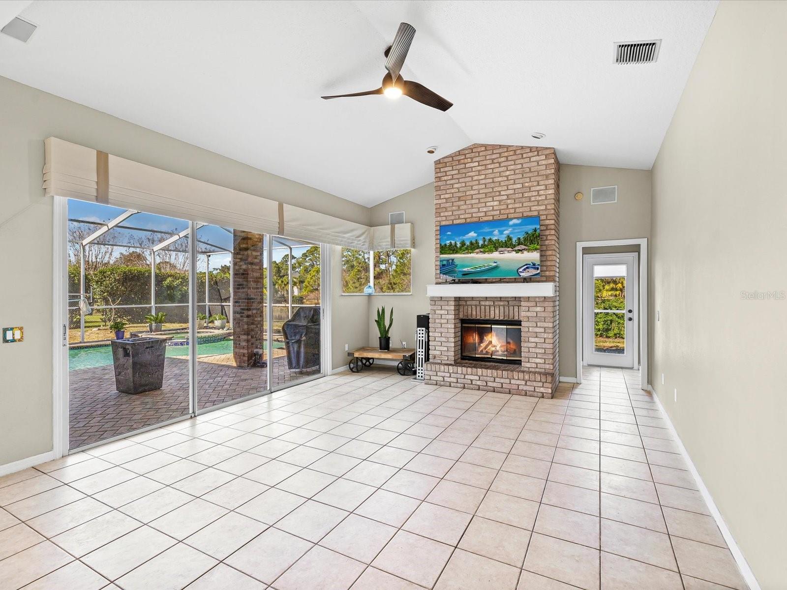 Great room with sliders to pool