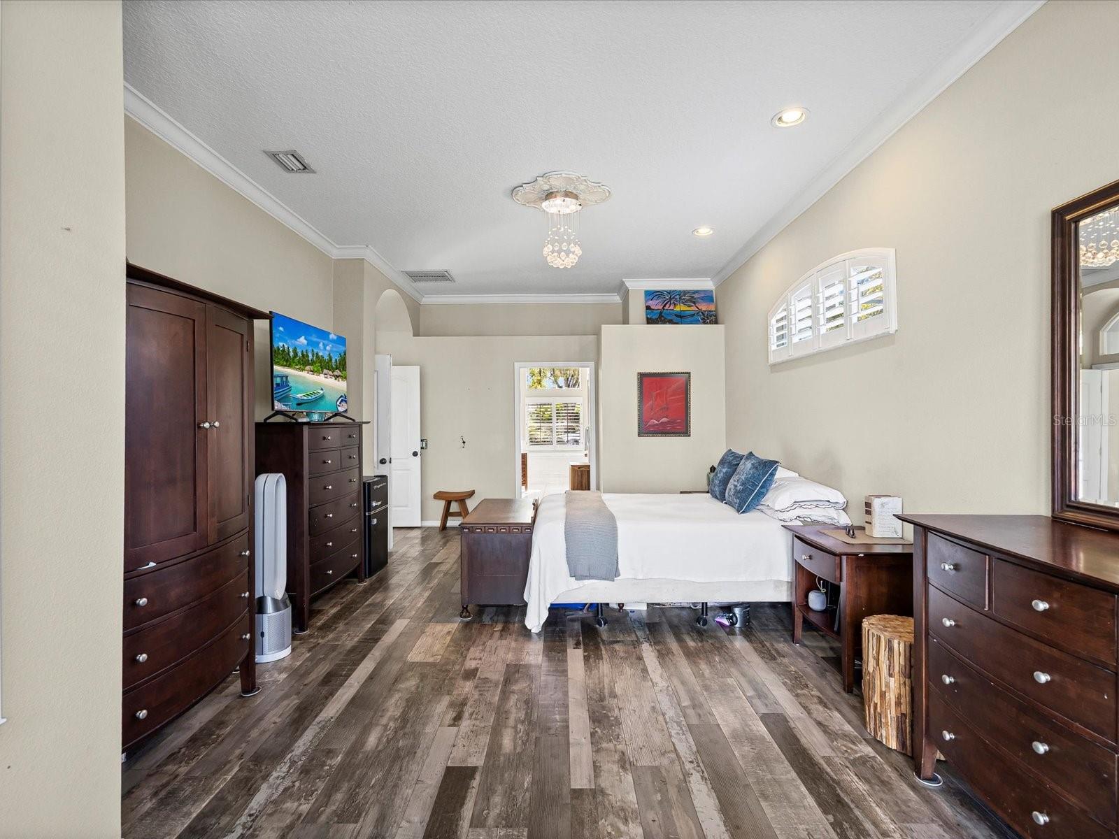 Primary bedroom view from sliding door