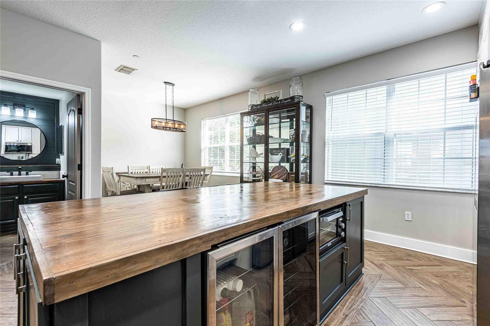 Wine fridge under the island