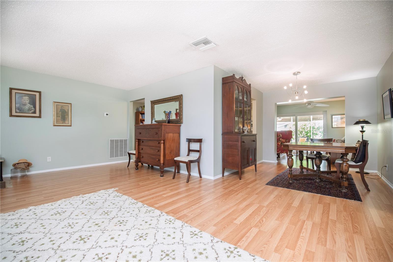 Living room is open to the dining room.