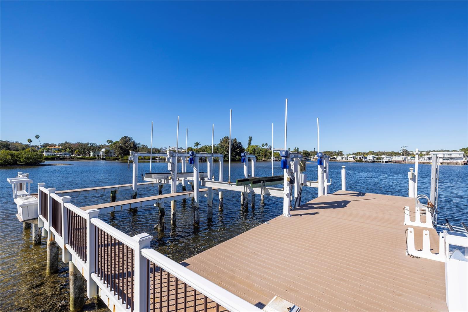 HUGE boat dock with 3 lifts.
