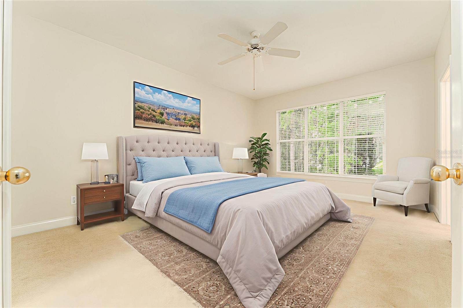 Virtually Staged Primary Suite with Abundant Natural Light Overlooking Conservation