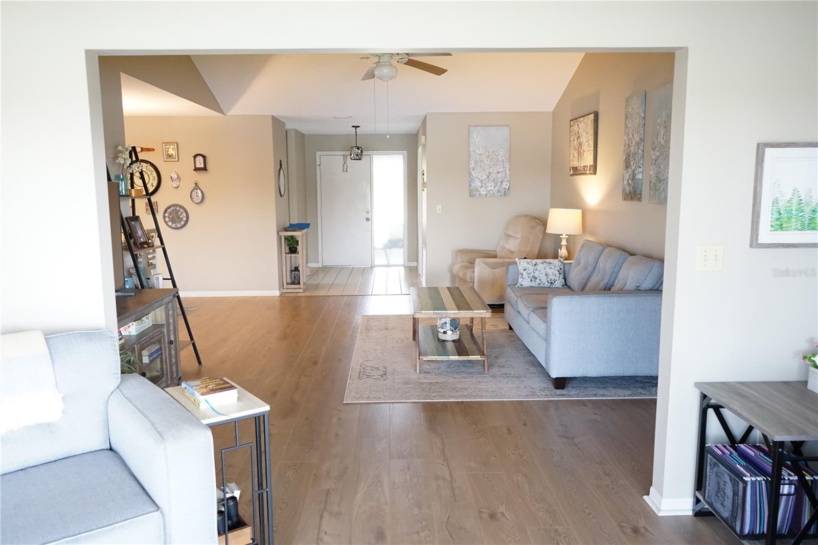 view from bonus room into the living area