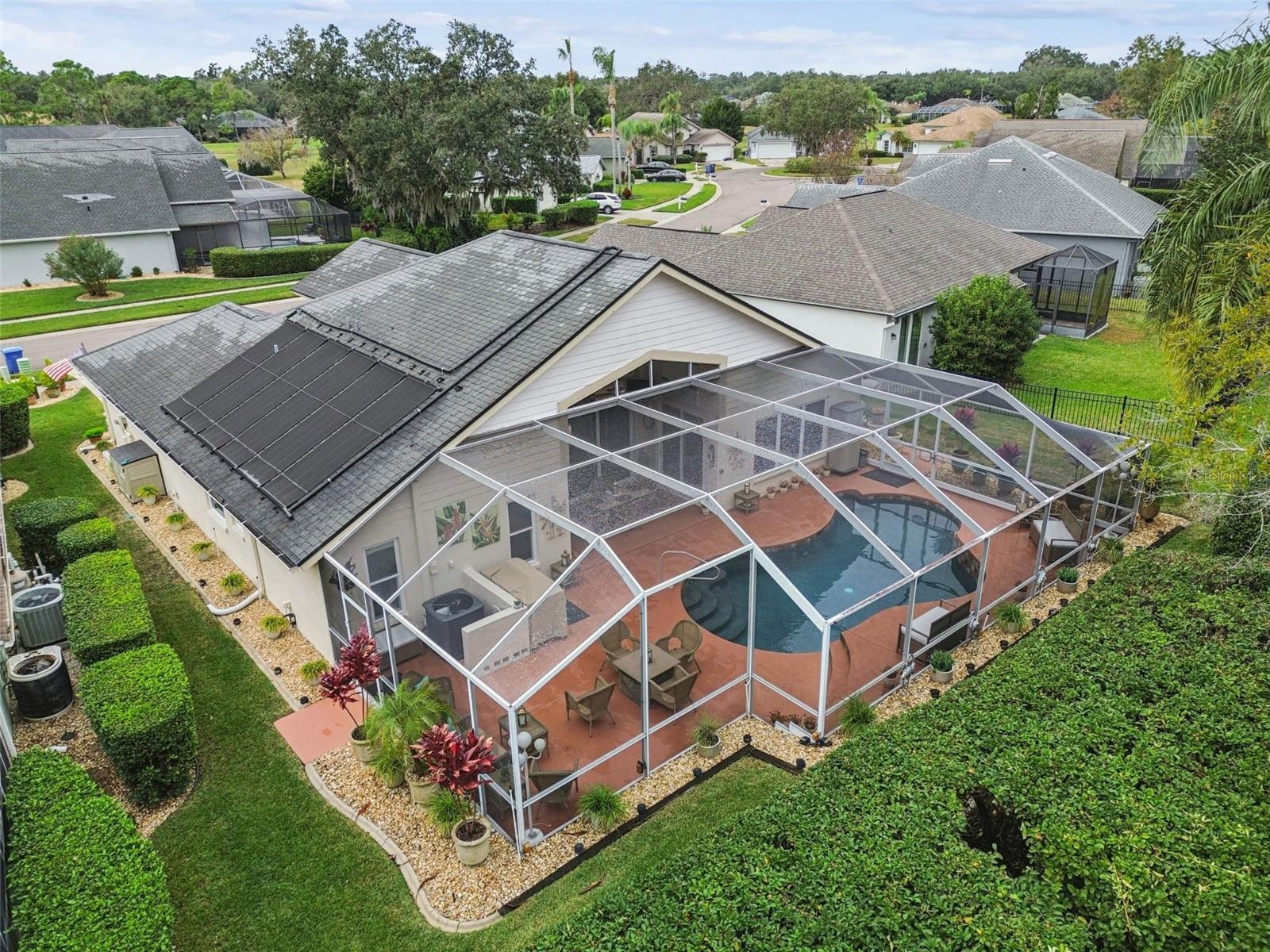 aerial backyard and pool