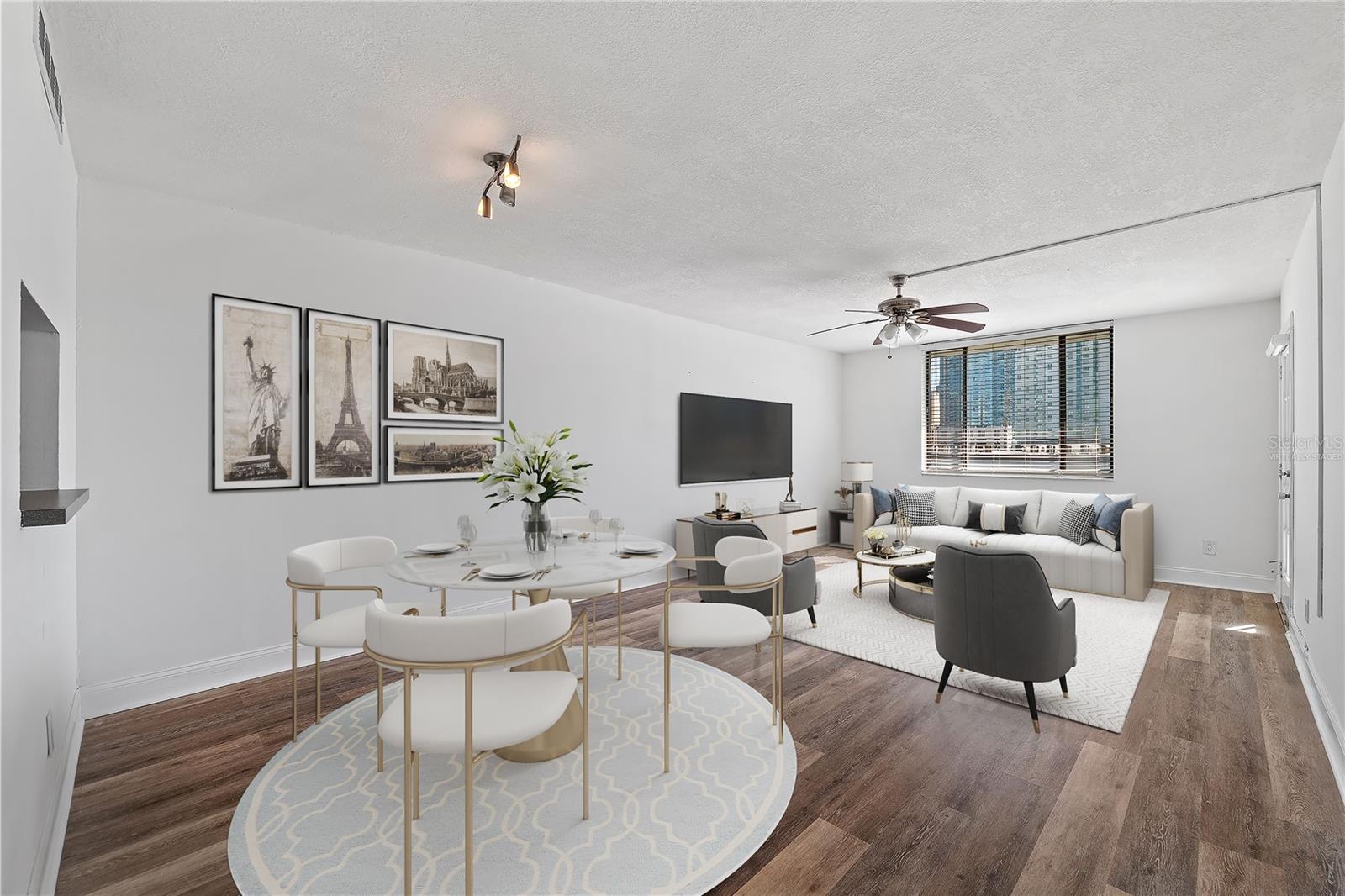 Virtually Staged Living Room/ Dining Room