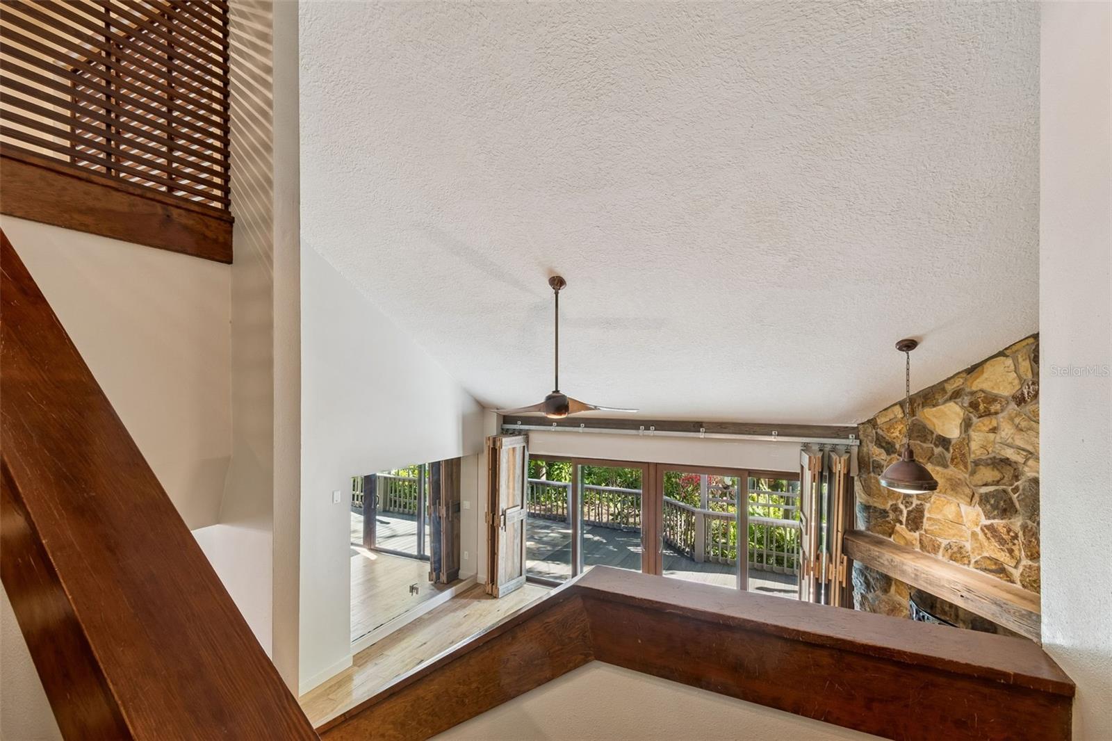 View from stairway into Family Room
