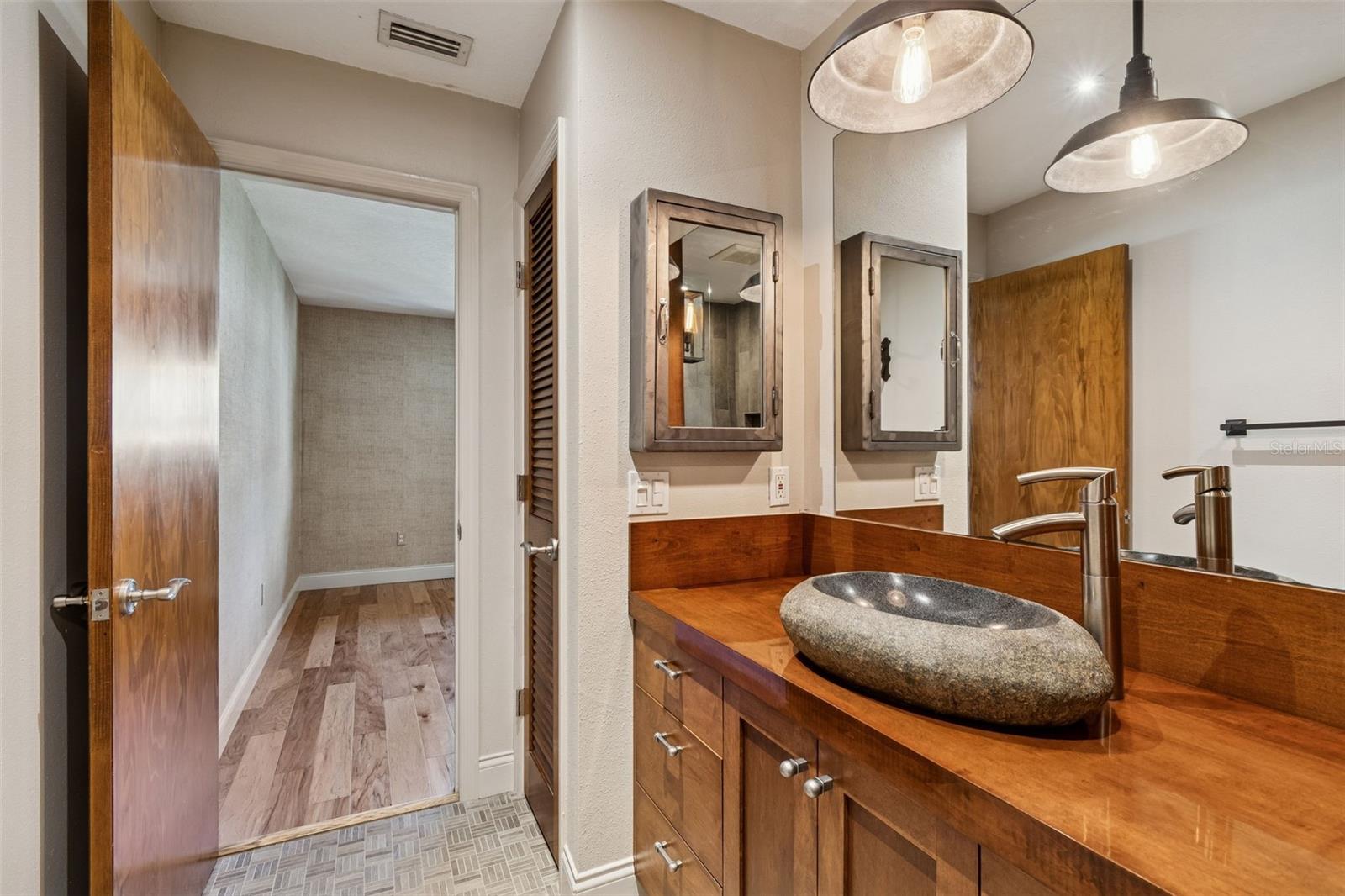 Bathroom 2, ensuite custom cabinets