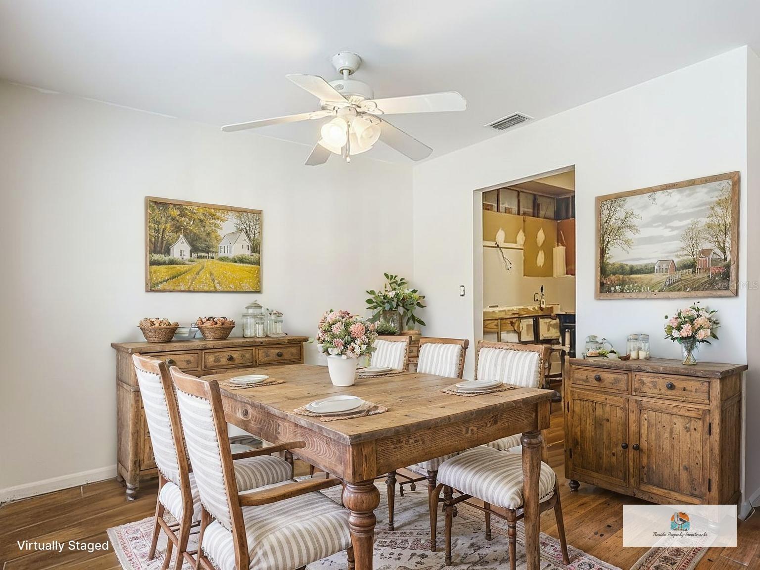 Staged dining room